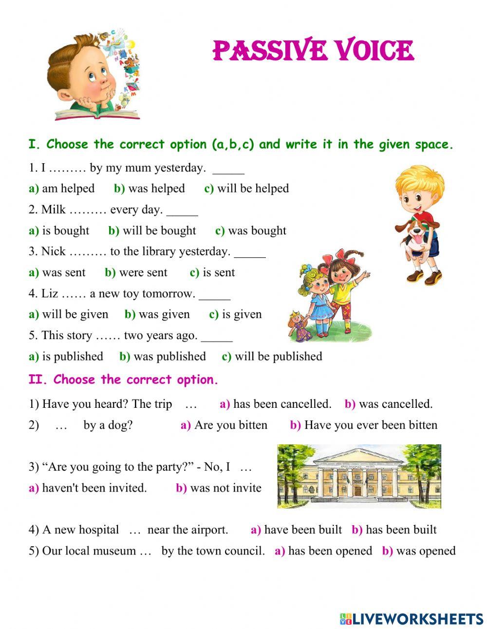 Passive Voice Free Interactive Worksheets 947421