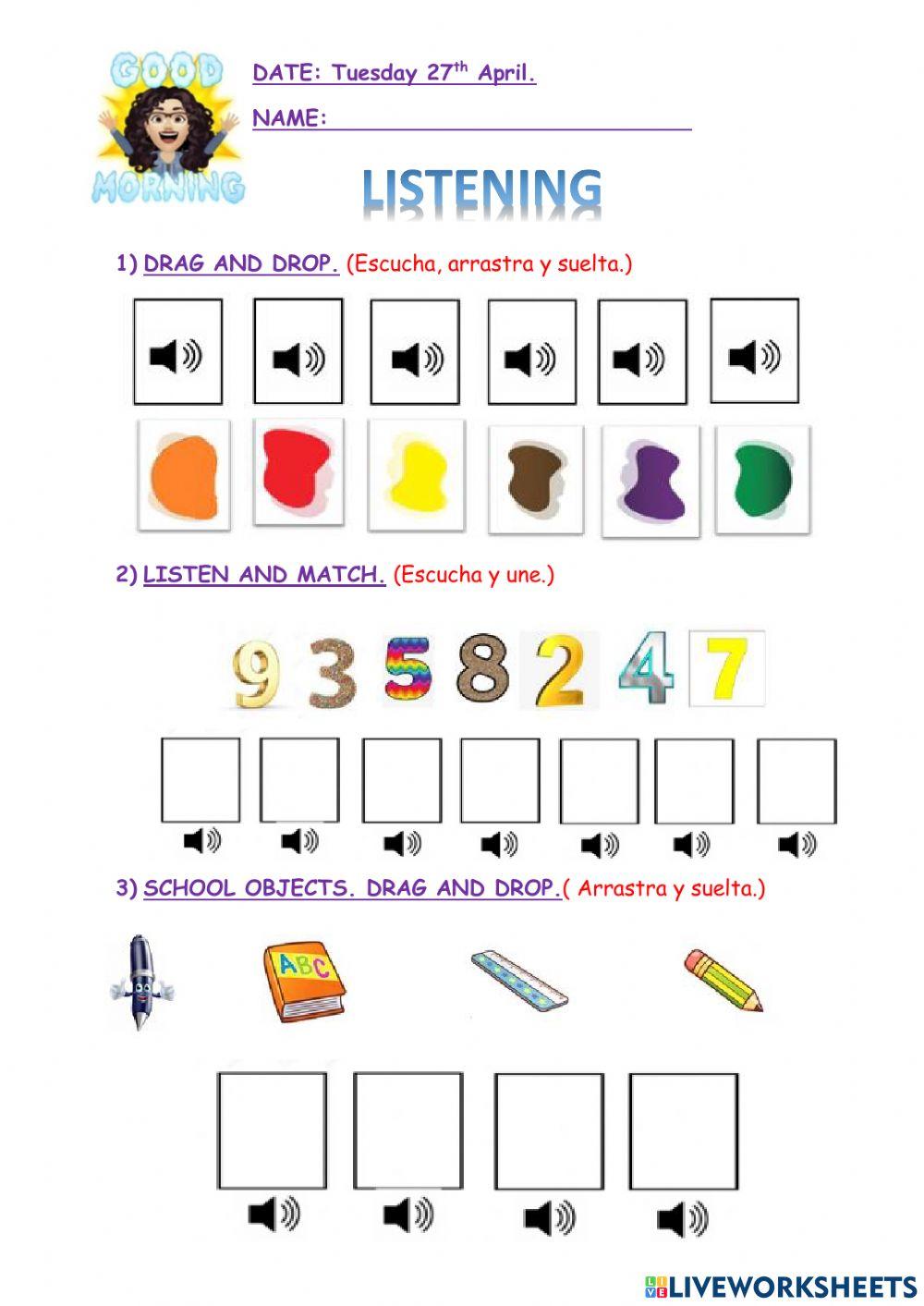 Listening numbe free interactive worksheets 6559313