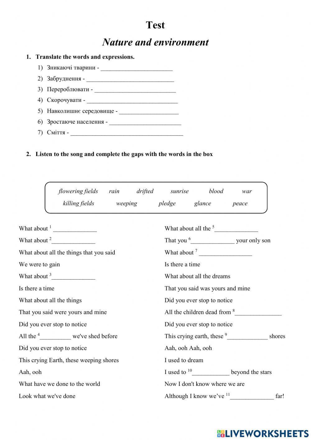 Nature and environment (test)