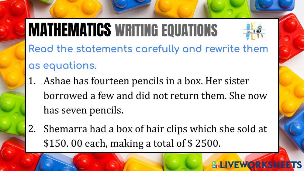 Writing Equations