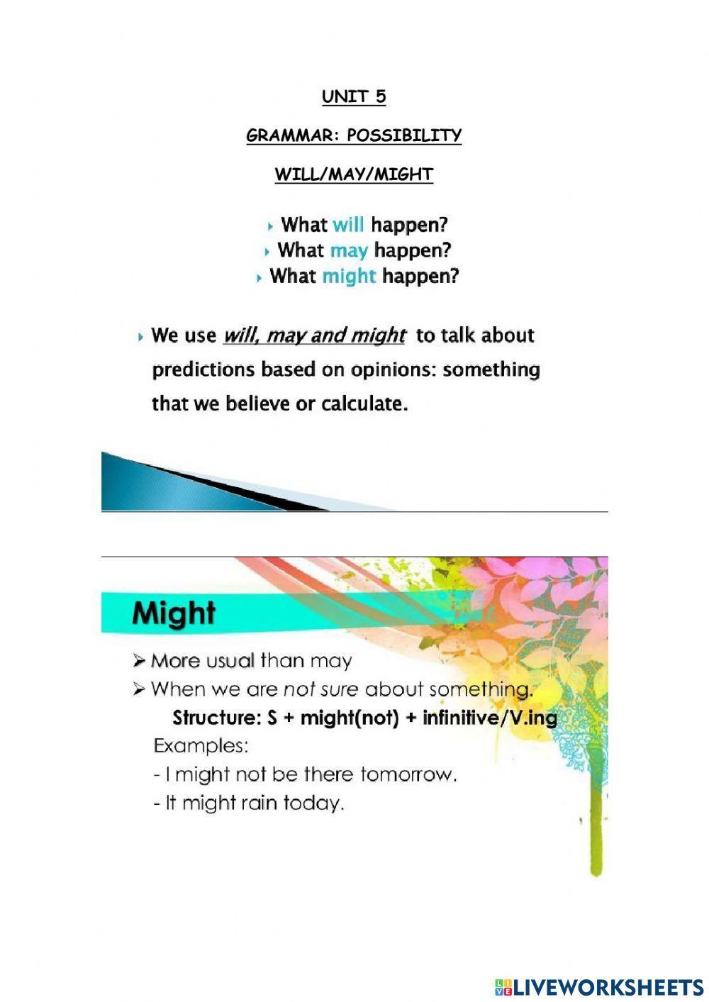 Possibility will - won-t - might