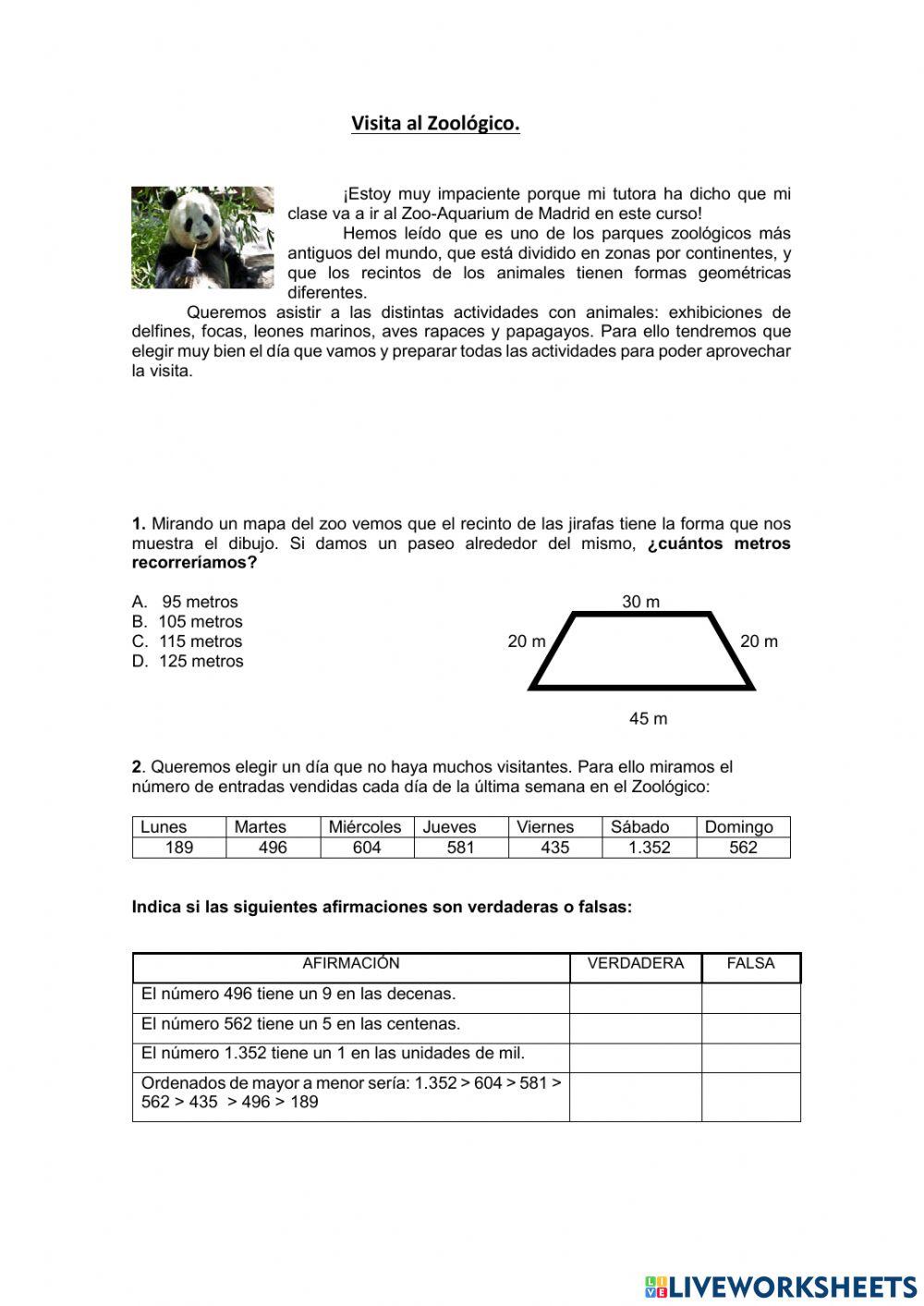 REPASO PRUEBA 3º PRIMARIA COMP. MAT.