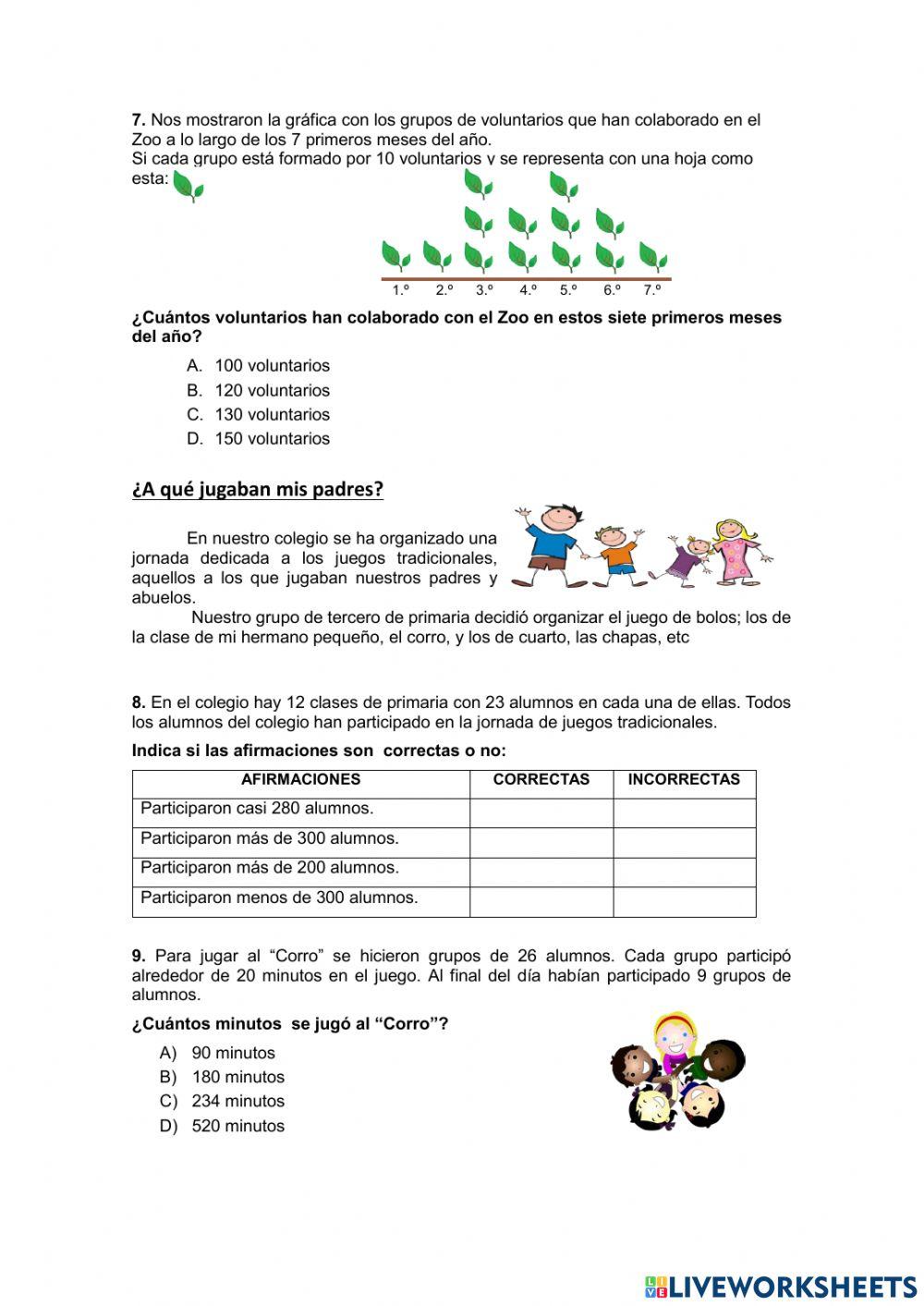 REPASO PRUEBA 3º PRIMARIA COMP. MAT.