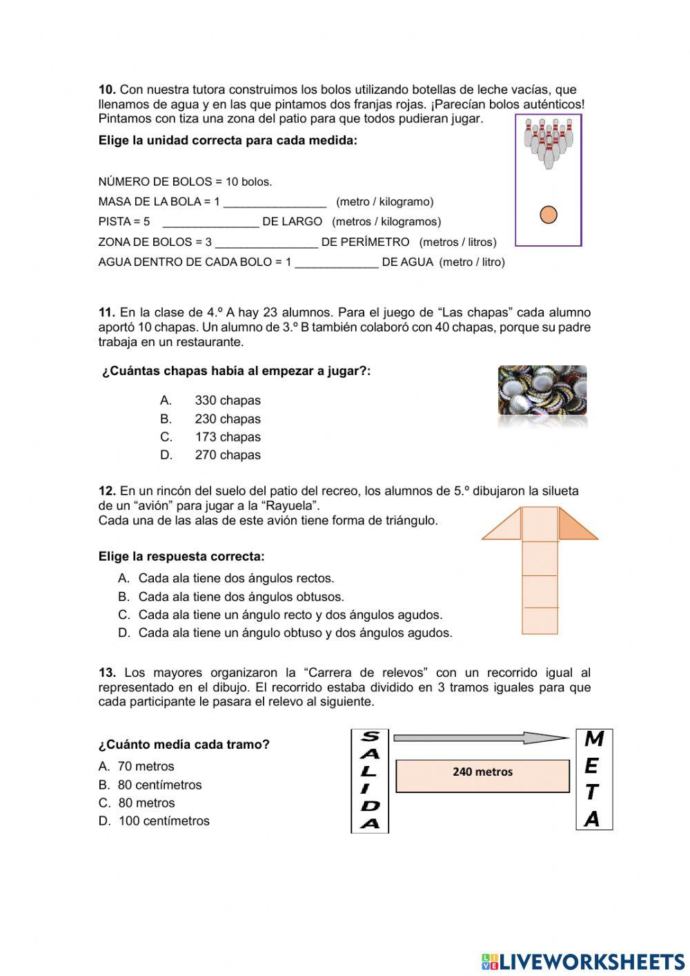 REPASO PRUEBA 3º PRIMARIA COMP. MAT.