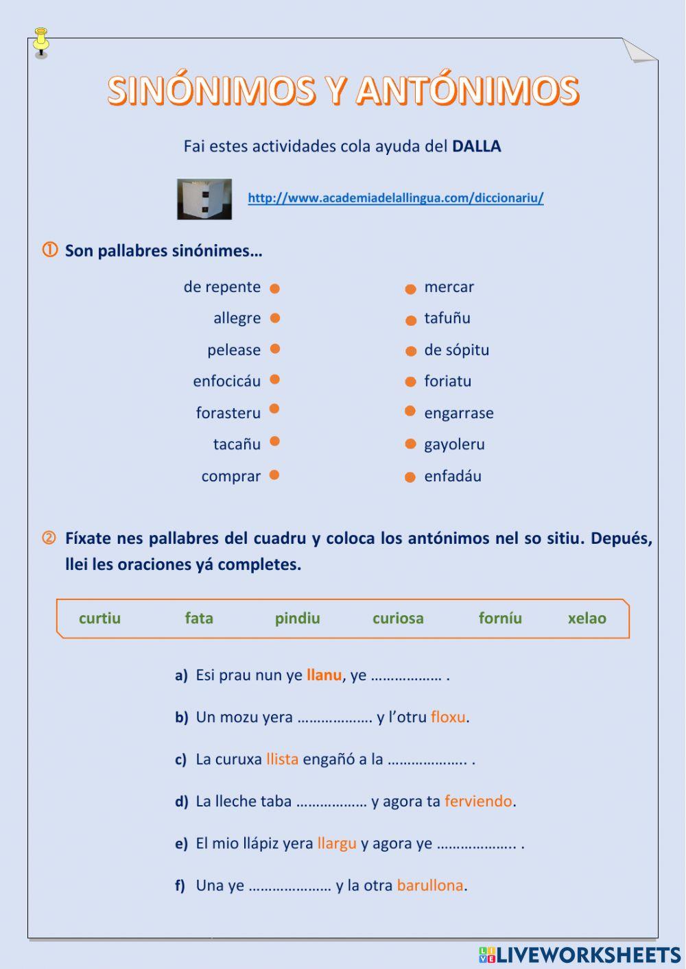 SINÓNIMOS-ANTÓNIMOS