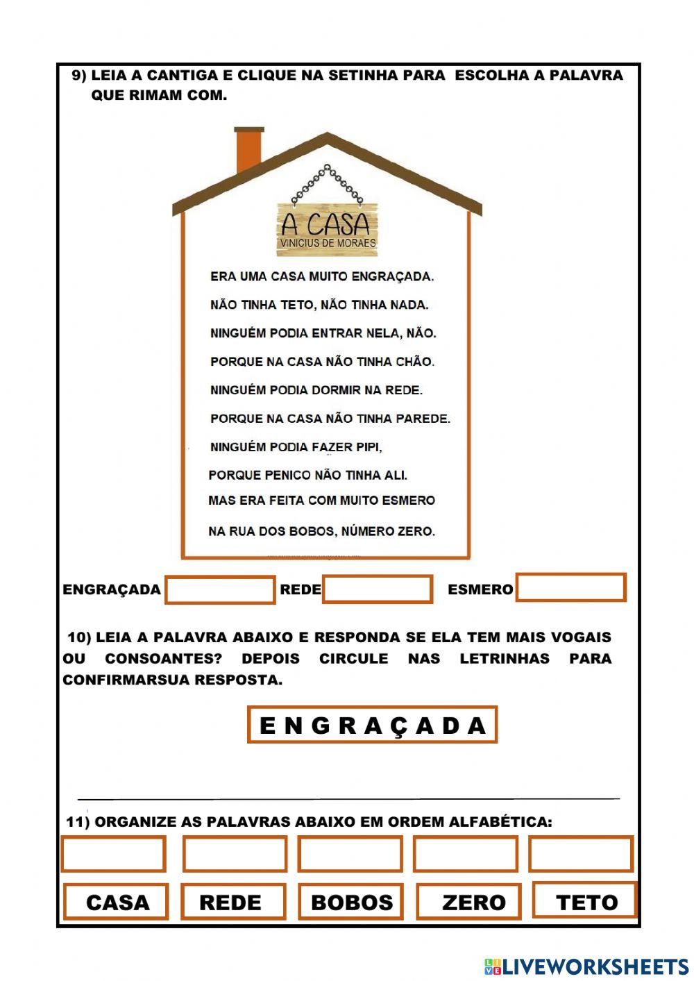 Avaliação bimestral de português