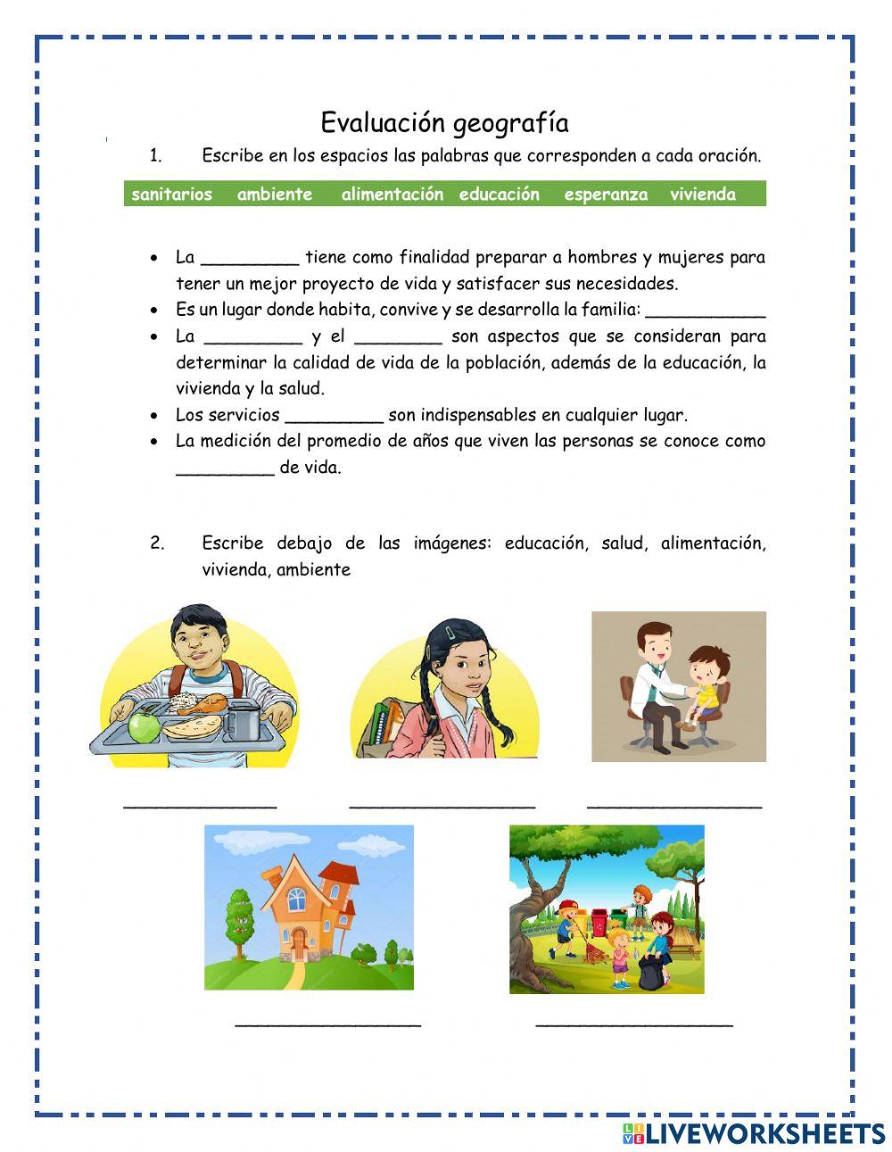 Evaluación Geografía