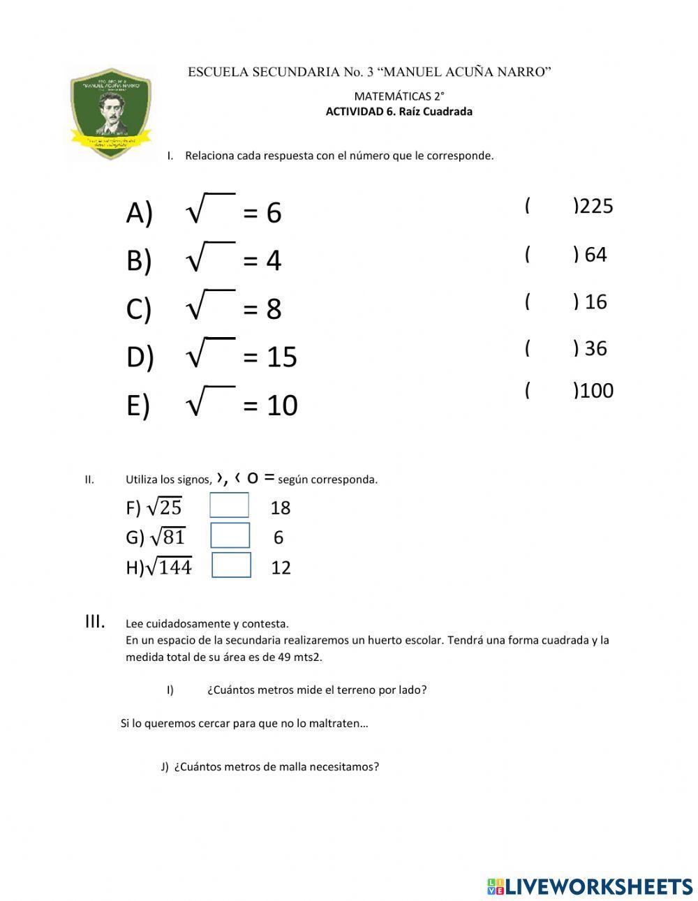 Práctica Raíz Cuadrada