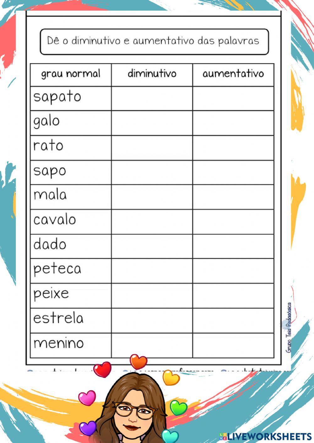 Aumentativo e Diminutivo