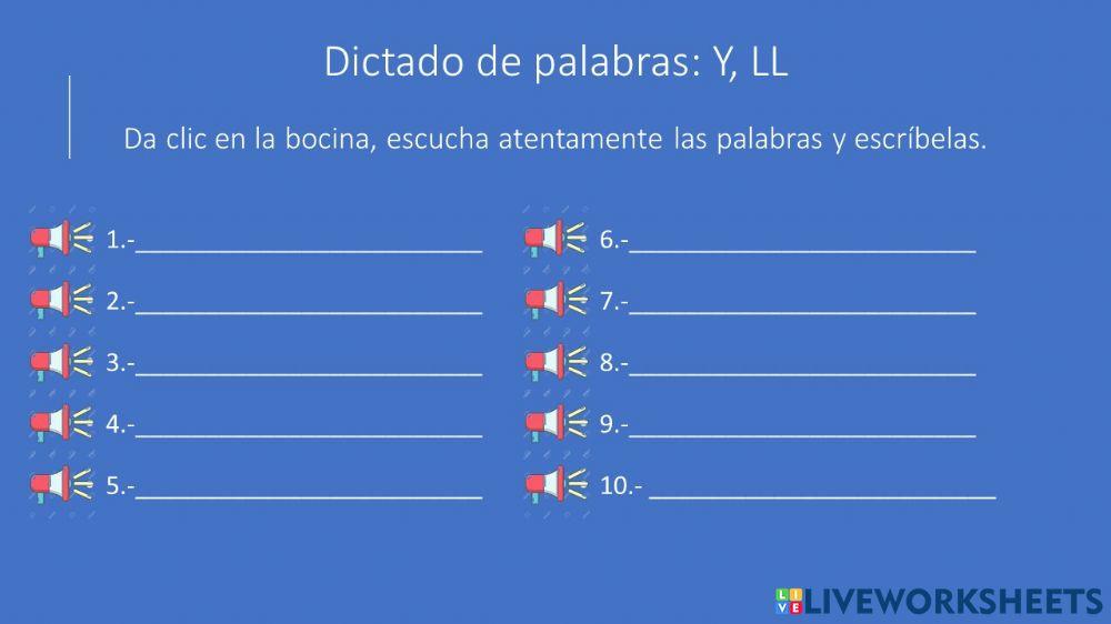 Dictado de palabras ll y