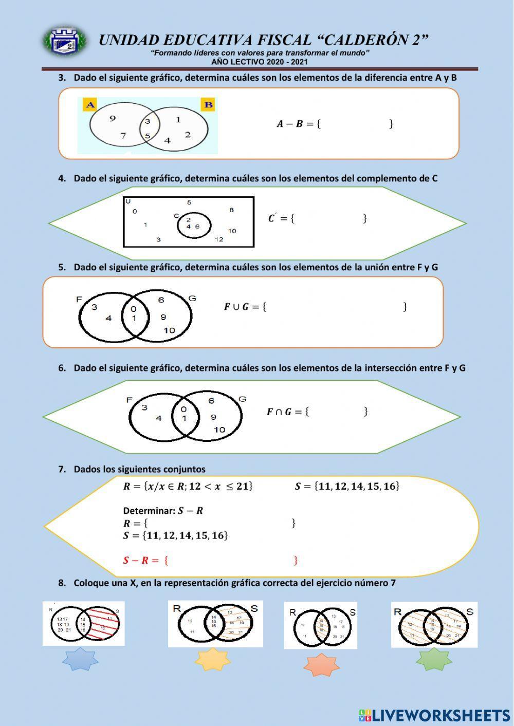 Operación entre conjuntos