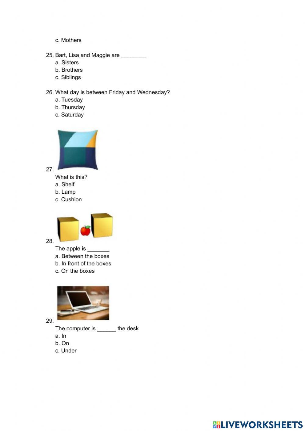 Diagnostic test 1 - 2021 1st children