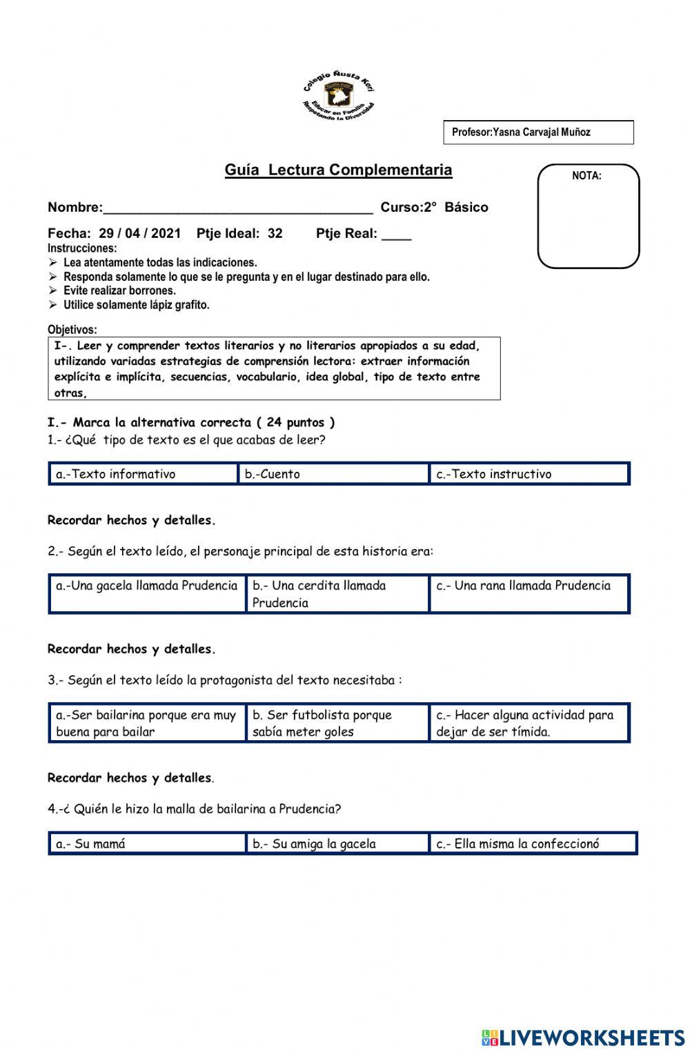 Prueba lenguaje prudencia