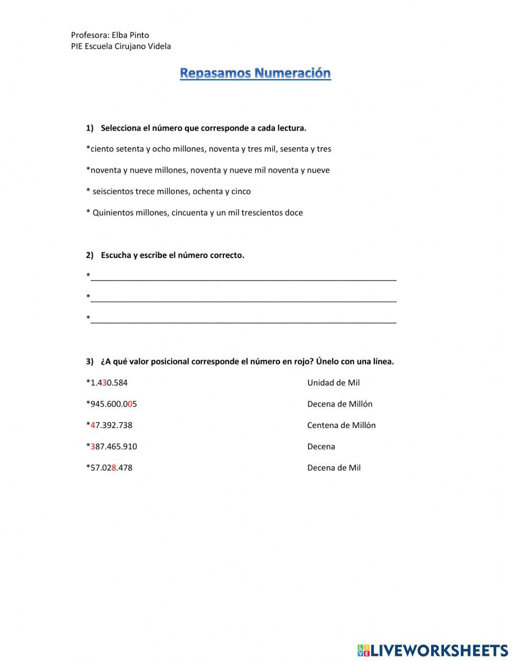 Repasemos numeración