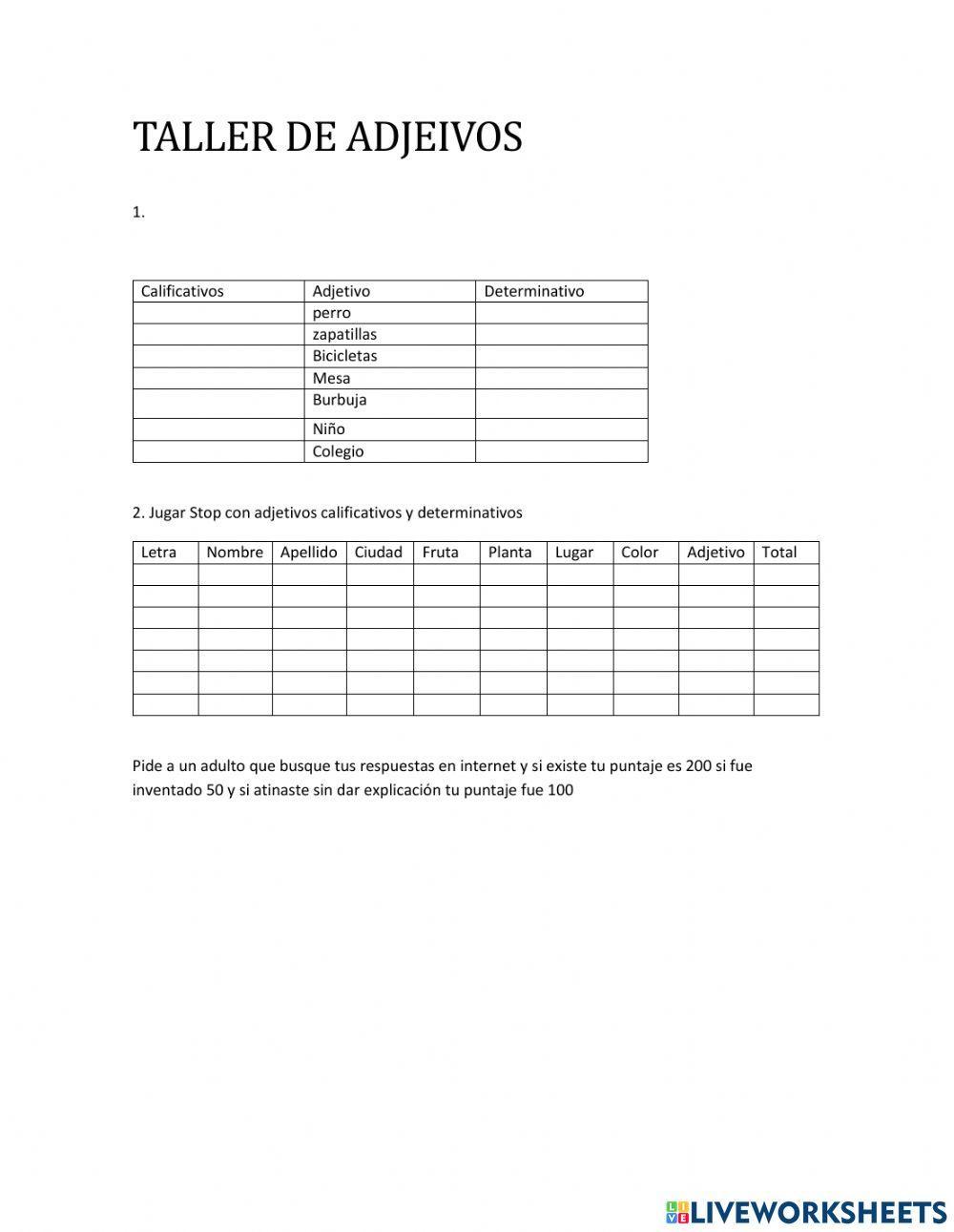 Adjetivos determinativos y calificativos