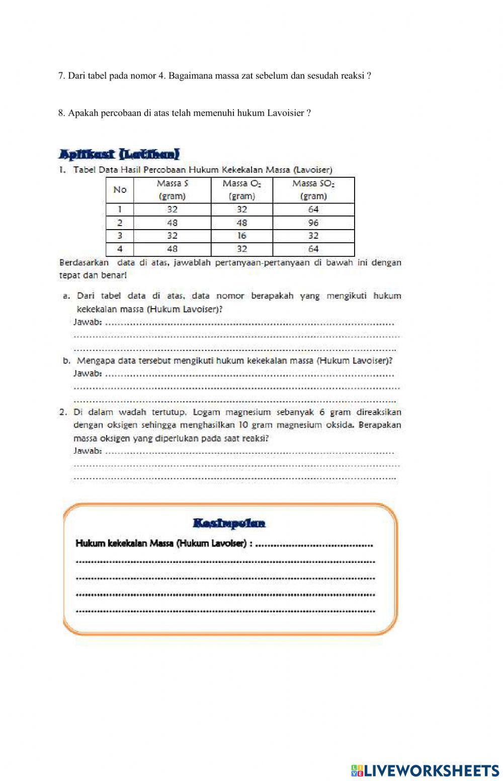 LKS Hukum Kekekalan massa