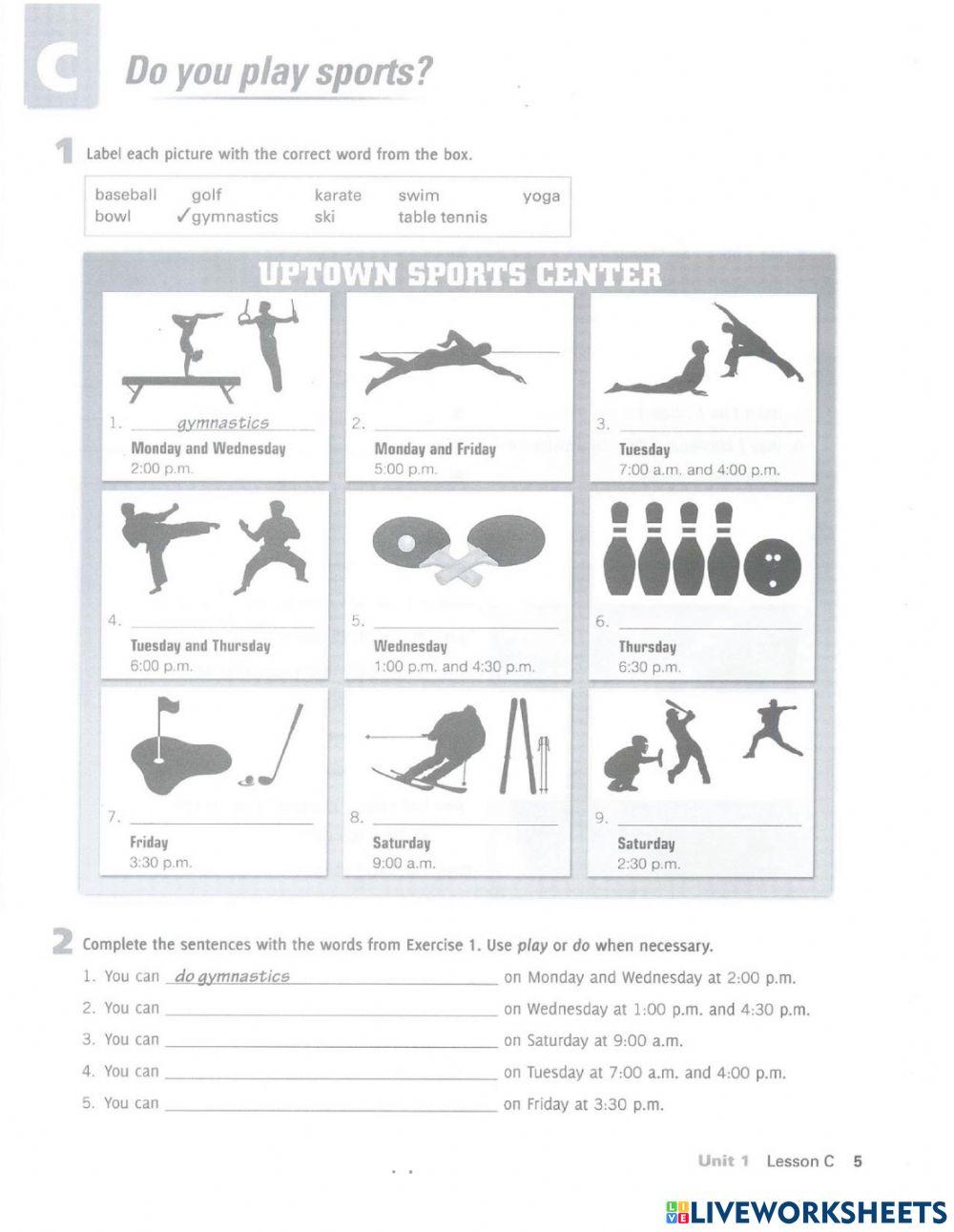 Level 2 Unit 1 Lesson C Do You Play Sports Online Exercise For Live level-2-unit-1-lesson-c-do-you-play-sports-online-exercise-for-live