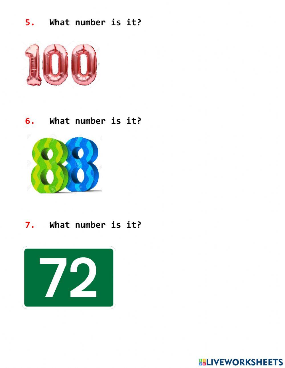 Numbers from 0 to 100