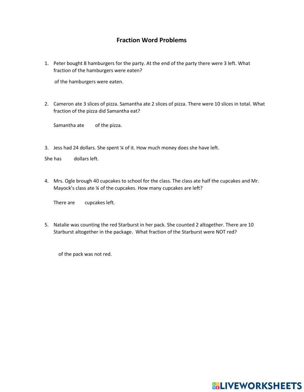 Fraction Word Problems