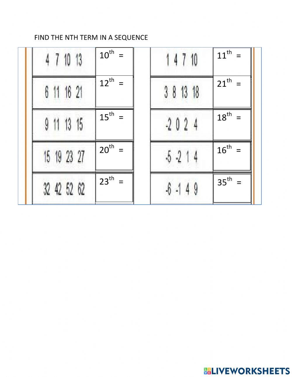 Math Worksheet