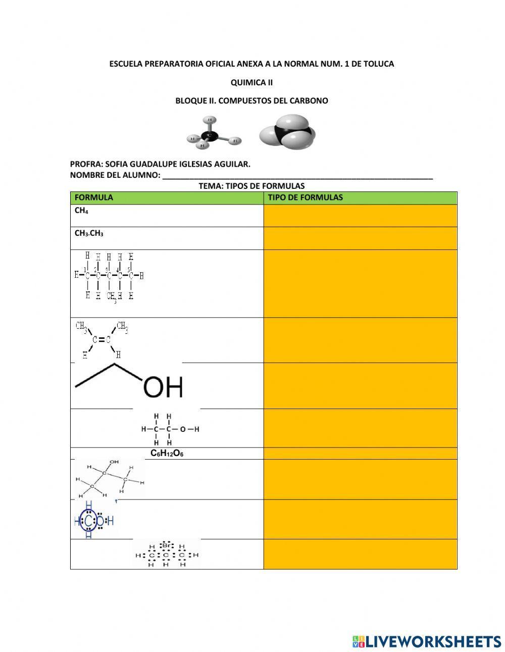 Formulas quimicas organicas