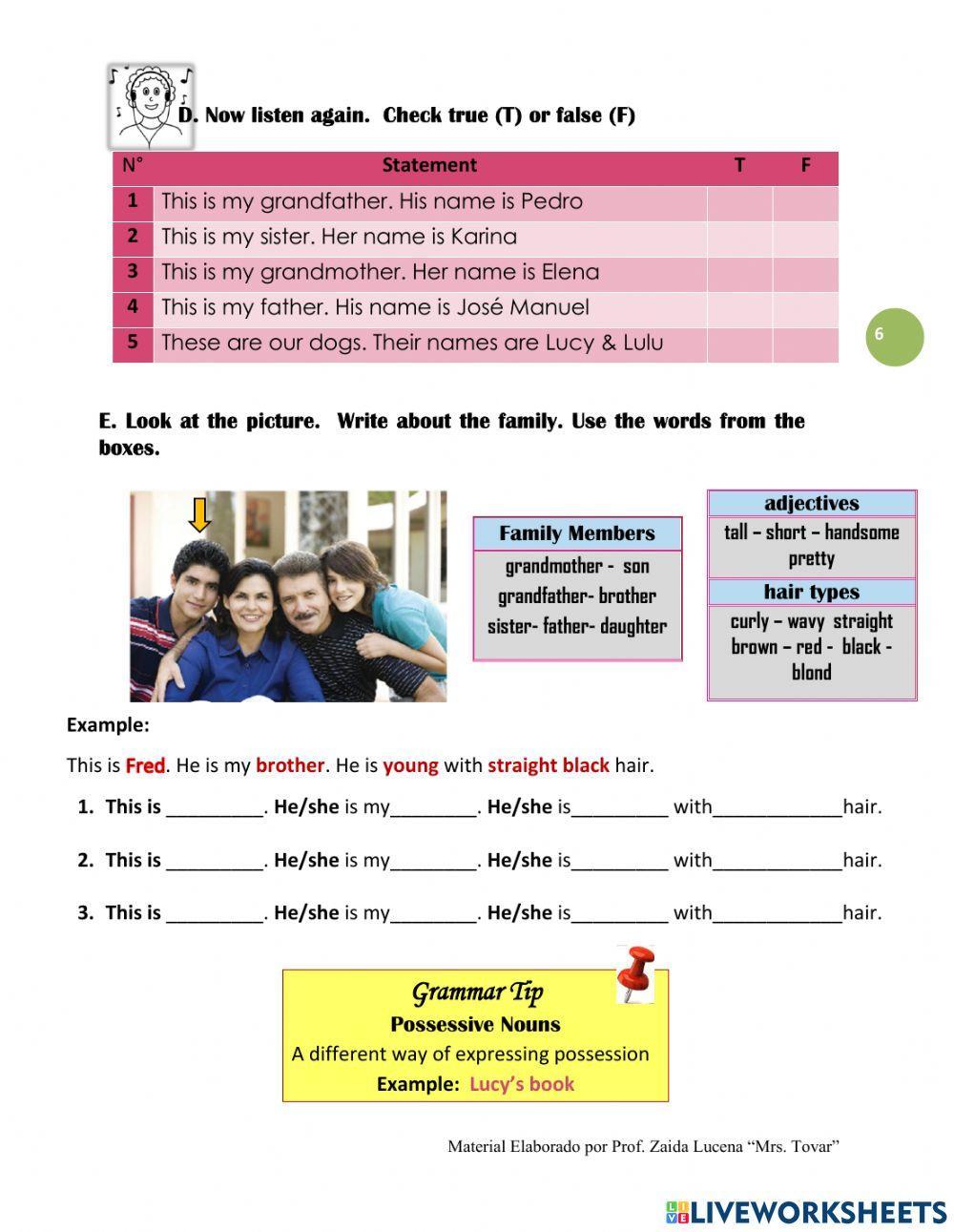 Listening Practice the Family