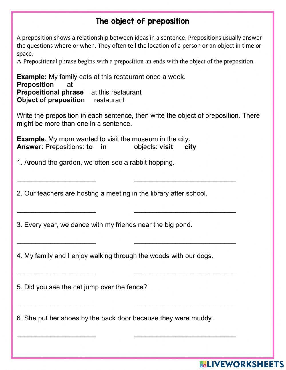 The object of preposition