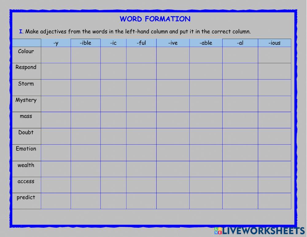 Word formation exercise