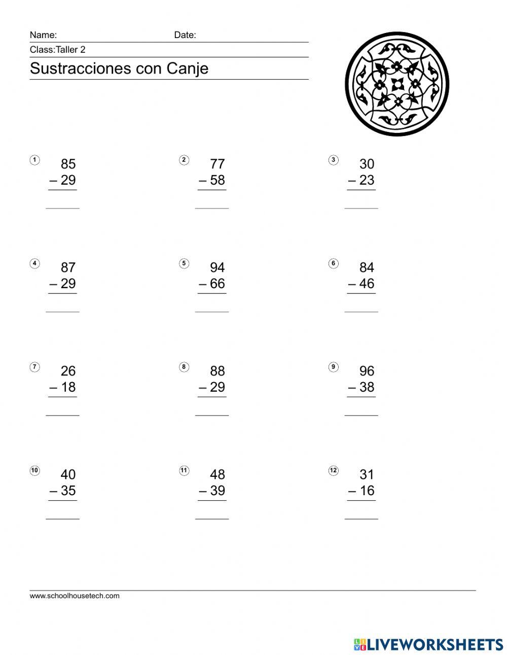 Sustracciones con canje