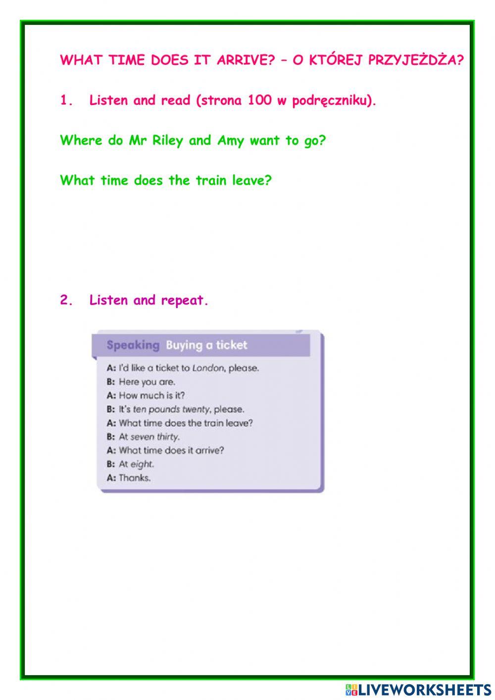 What time does the train leave?