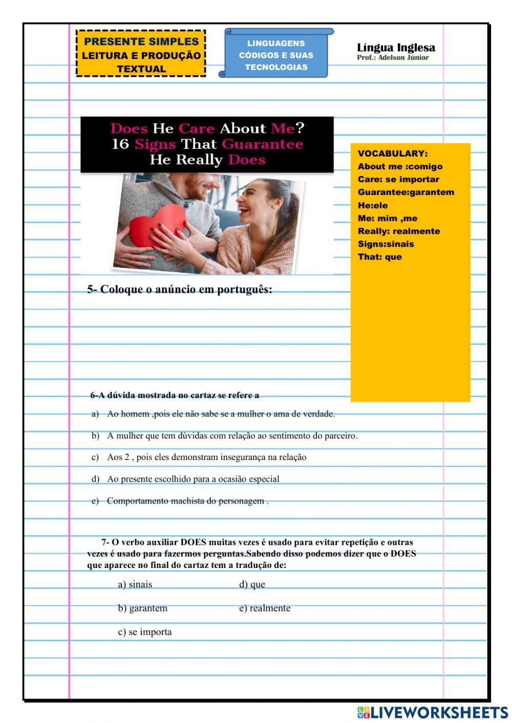 Presente Simples e verbos da rotina