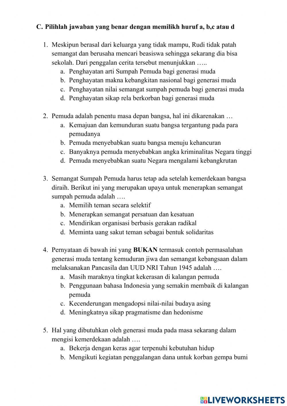 Nilai Semangat Pemuda Masa Sekarang