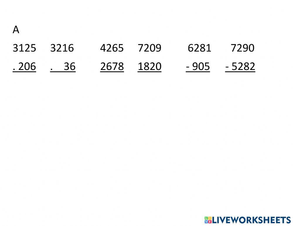 Test: Sčtání, odčítání a násobení pod sebou