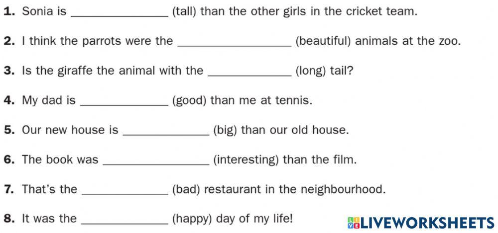 2985421 | Complete the sentences with the correct form of