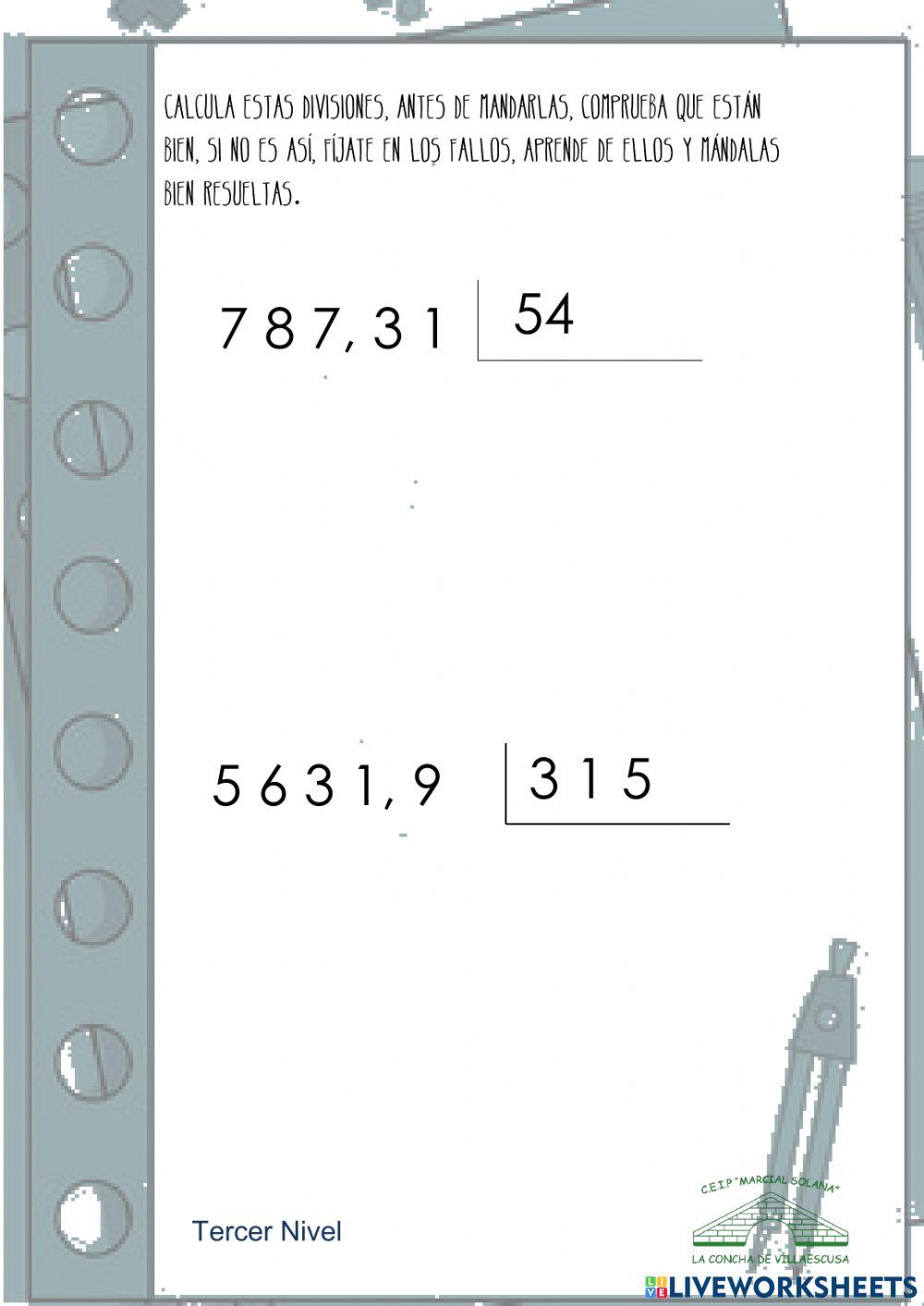 División de números decimales