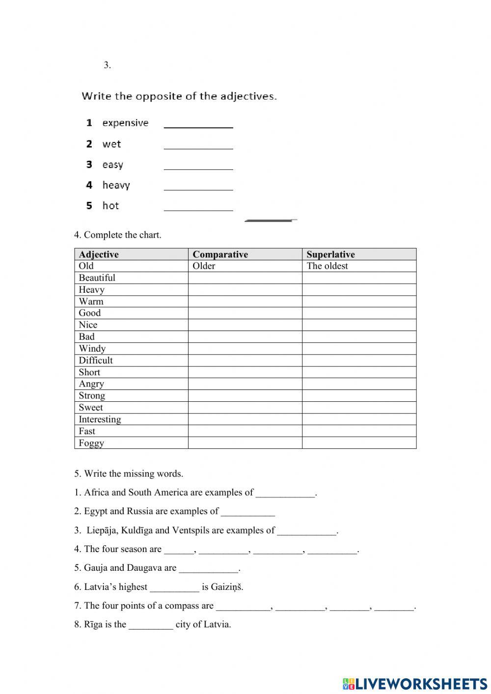 Comparatives and superlative
