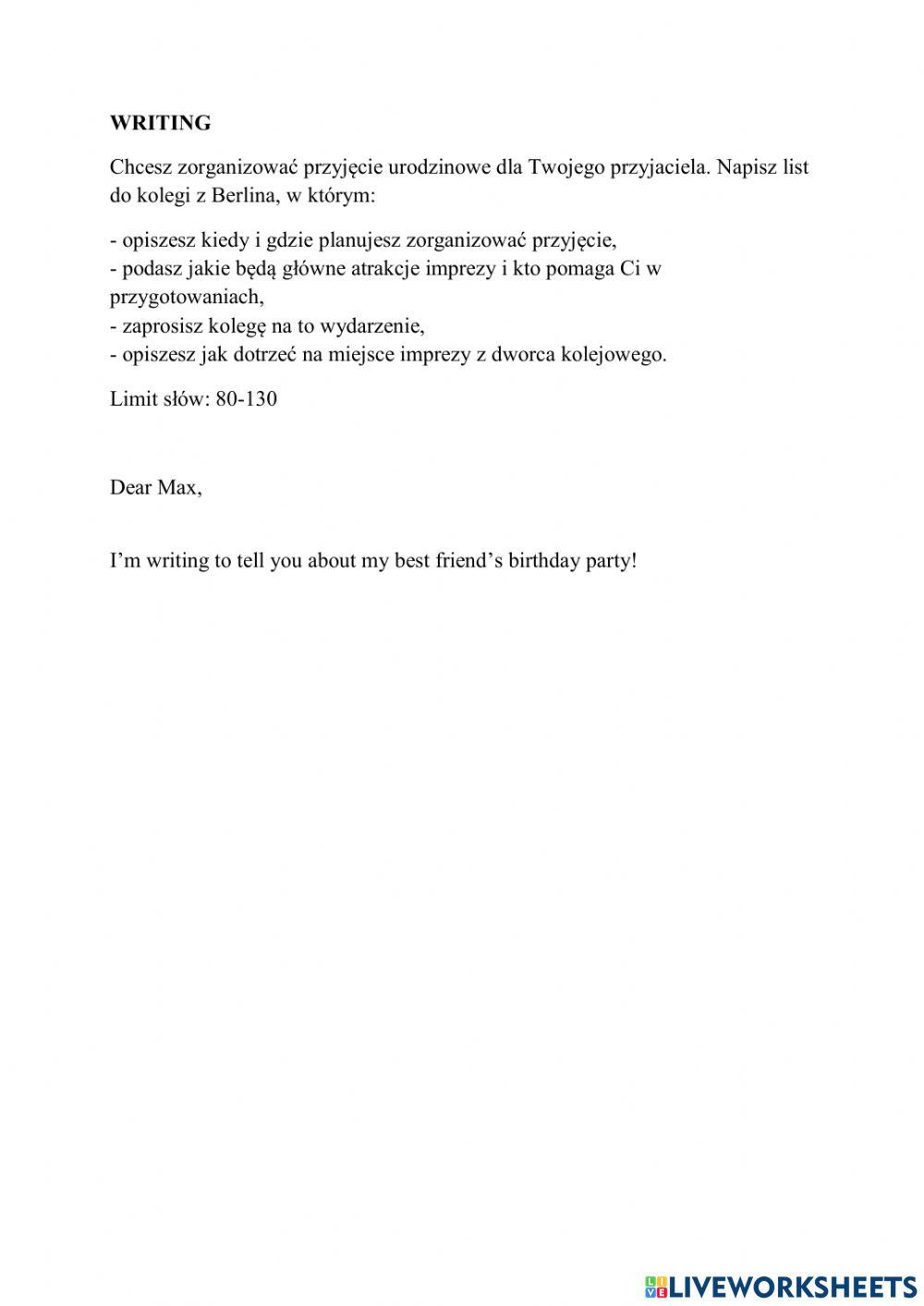 Pisanie MATURA worksheet Live Worksheets Pisanie MATURA worksheet Live Worksheets
