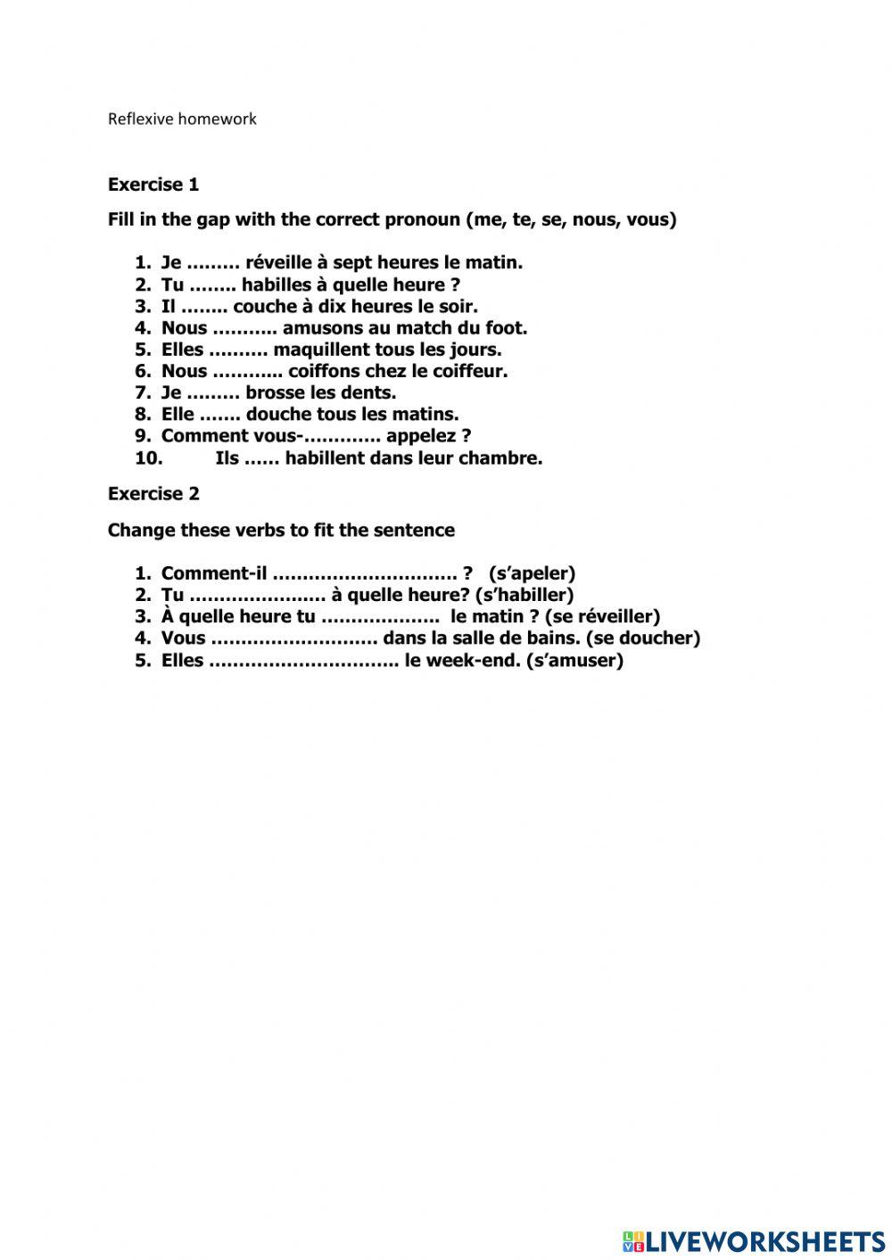 reflective-verb-homework-interactive-worksheet-live-worksheets