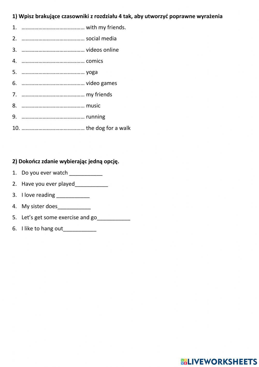 Free time activities link 7 unit 4