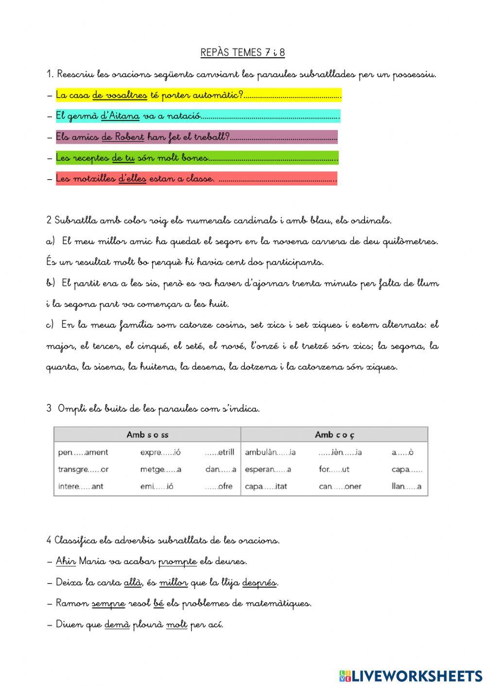 Repàs valencià temes 7 i 9