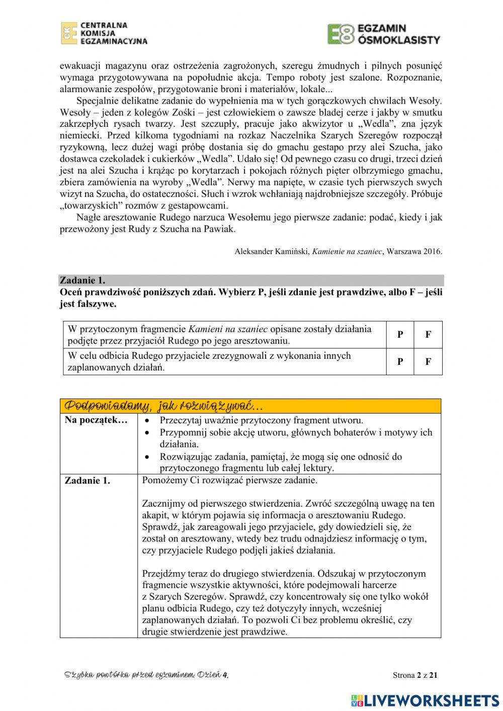 Szybka powtórka przed egzaminem dzień 4