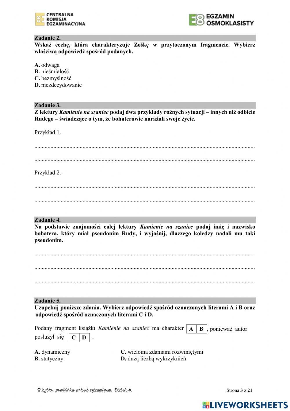 Szybka powtórka przed egzaminem dzień 4