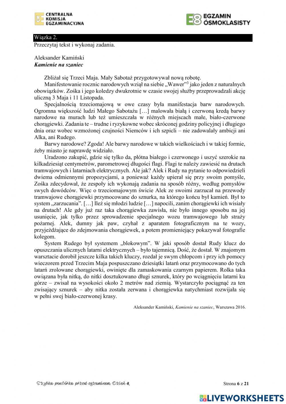 Szybka powtórka przed egzaminem dzień 4