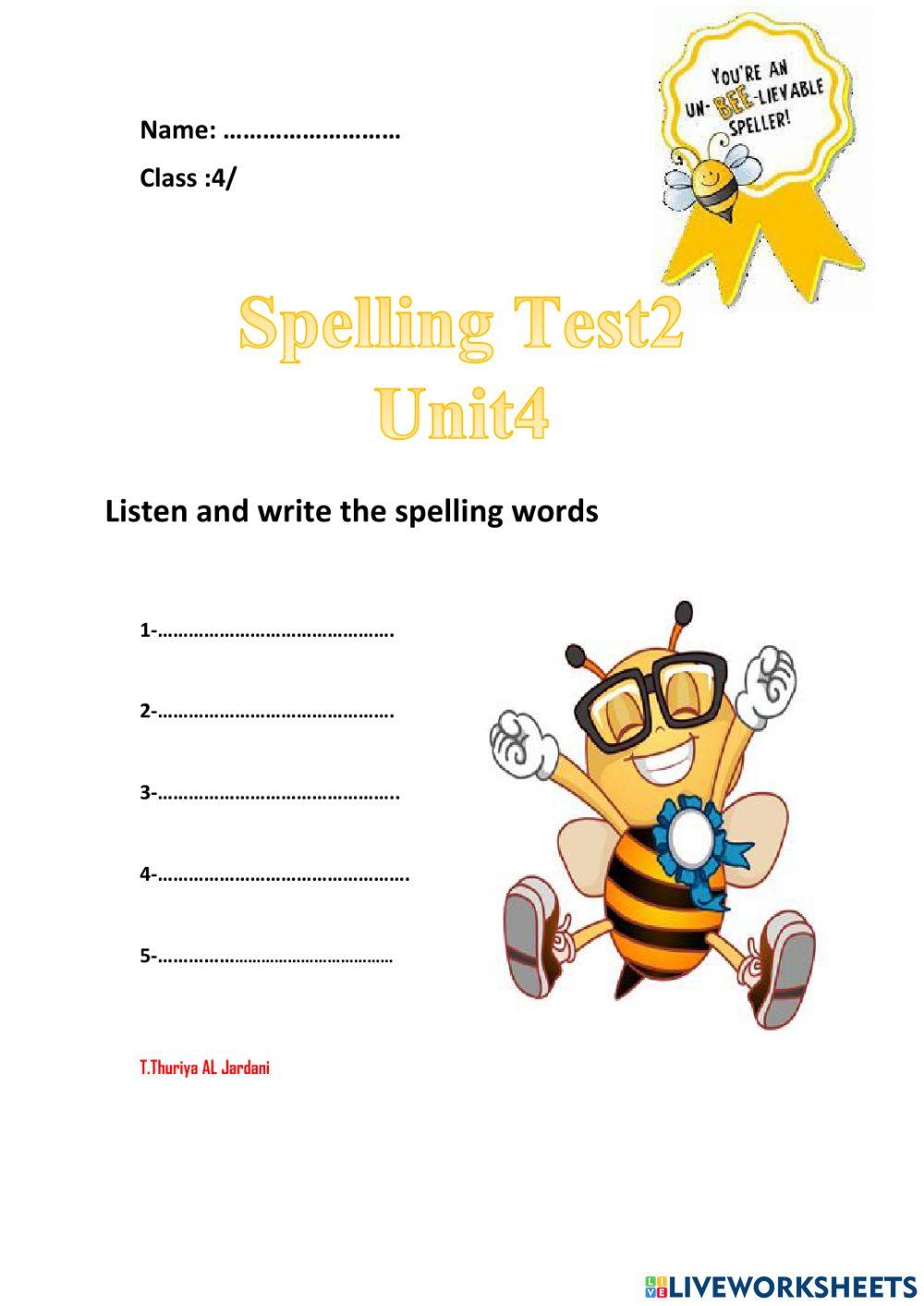 Spelling test 2u4