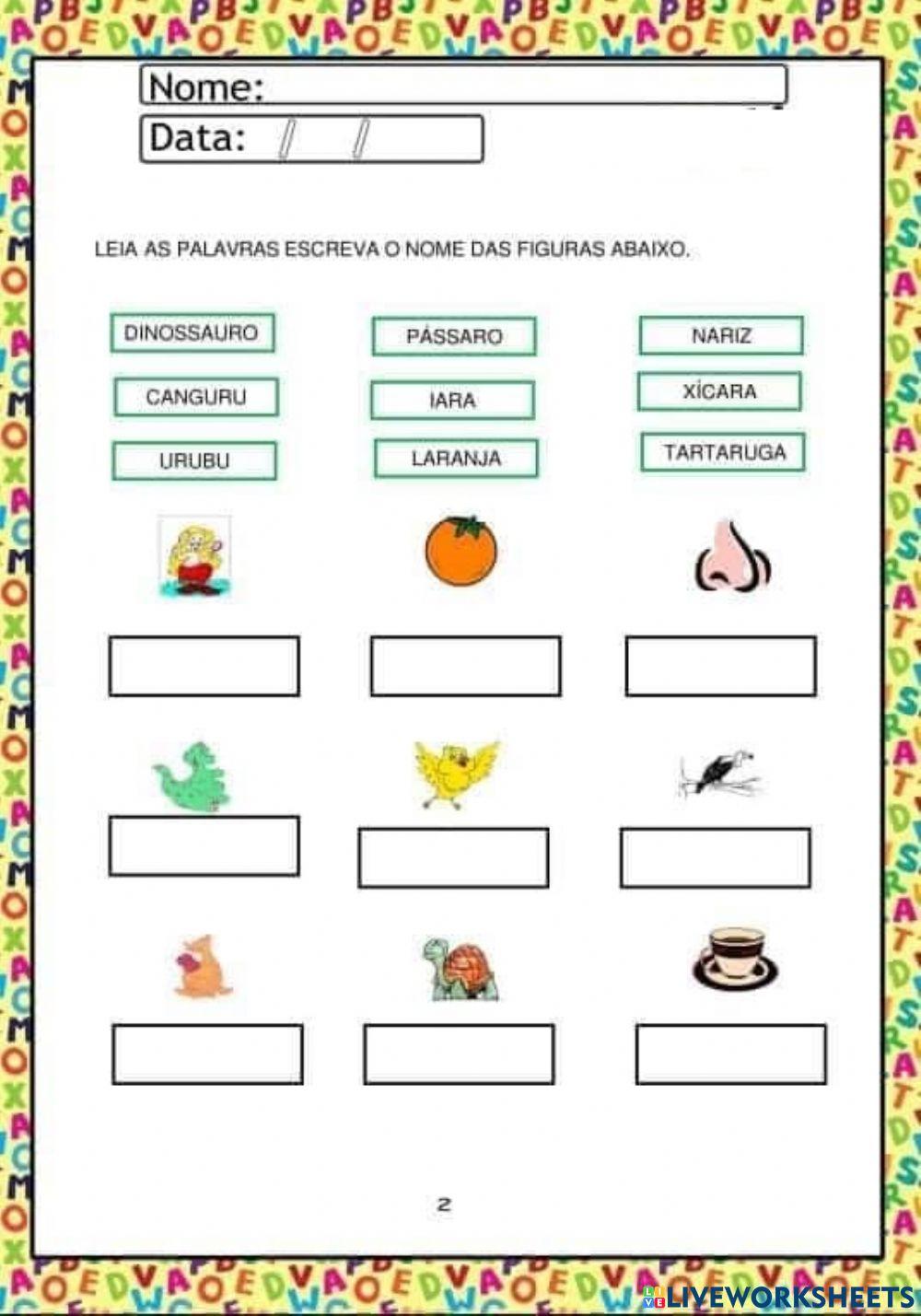 Ligue as  palavras as imagens