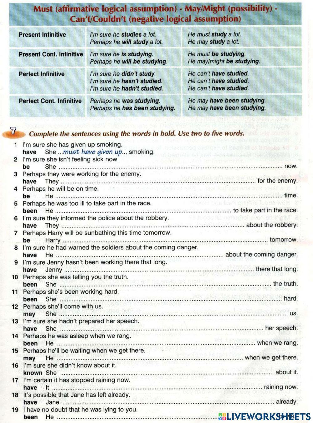 Modals logical assumption fce