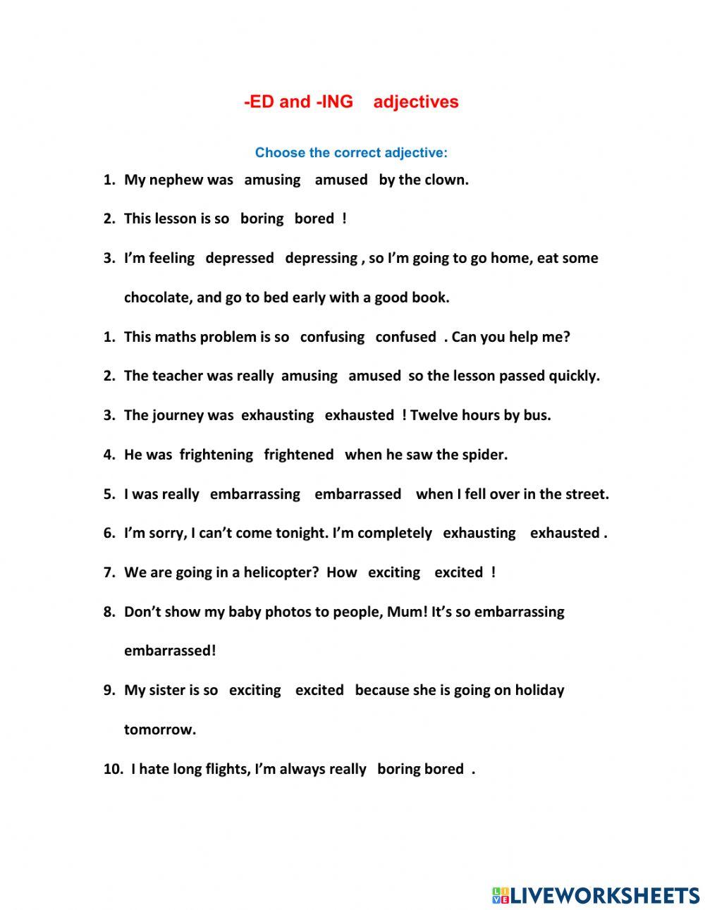 -ed and -ing adjectives