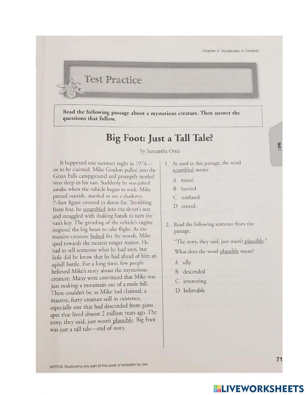 Chapter 2 Test PSSA Coach 