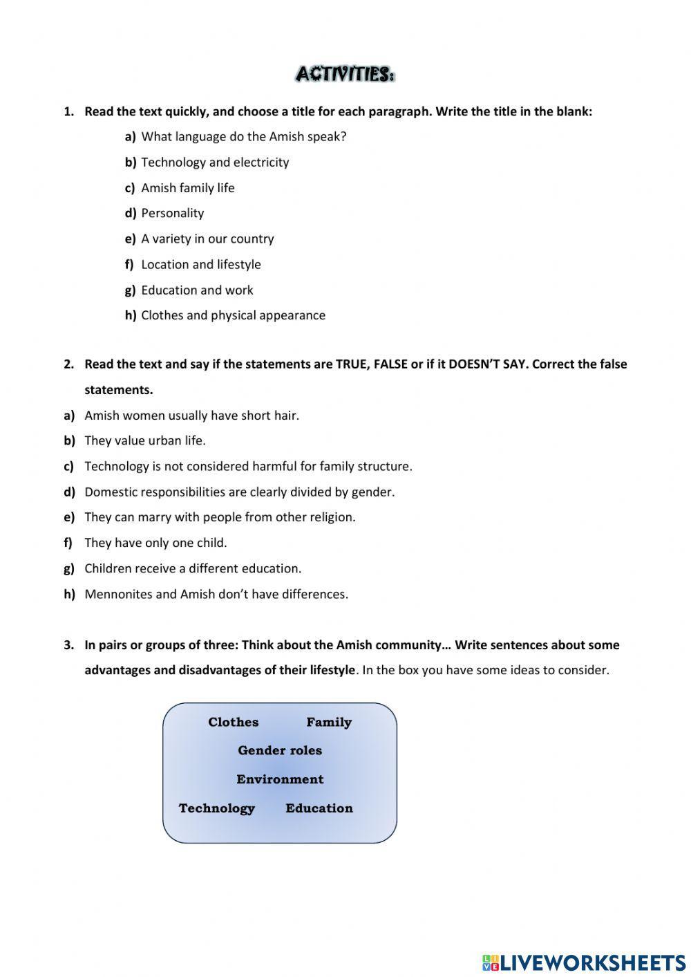 How do the Amish people live?