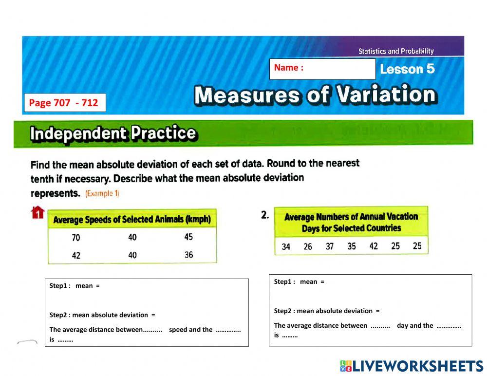 Measure of variation